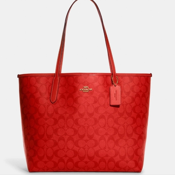 NWT COACH 2 SET Designer Signature Shoulder Bag Tote Purse Handbag + Wallet NWT - Picture 14 of 15